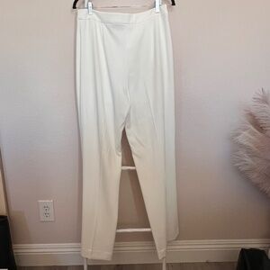H&M White Straight Leg Pants Size 10 Tailored Wide Leg Drape